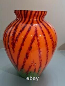 Rare Vintage Tchèque Art Déco Kralik Welz Herringbone Vase