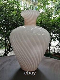 Rare Vintage XL Pink Swirl Murano Verre Vase Italie 70s Style Venini