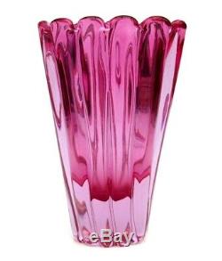 Rare XL Murano Archimede Seguso Art Glass Vase Alexandrite Néodyme Lobed 2,2 KG