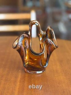 Rare bol en verre d'art Makors Krosno vintage des années 1970