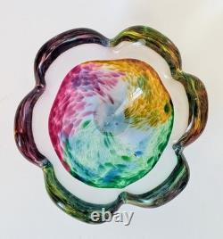 Rare bol en verre d’art soviétique (URSS) signé, datant de 1979. Cristal LZHS de Leningrad. Style moderne du milieu du siècle (MCM).