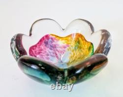 Rare bol en verre d’art soviétique (URSS) signé, datant de 1979. Cristal LZHS de Leningrad. Style moderne du milieu du siècle (MCM).