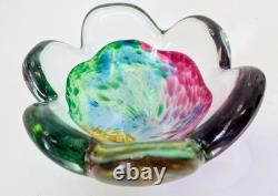 Rare bol en verre d’art soviétique (URSS) signé, datant de 1979. Cristal LZHS de Leningrad. Style moderne du milieu du siècle (MCM).