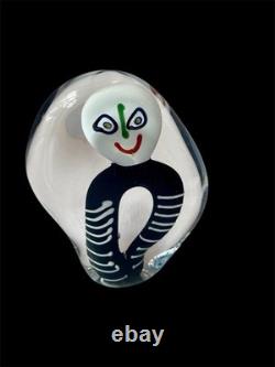 Rare sculpture en verre visage heureux/triste de Helmut W. Hundstorfer