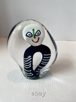 Rare sculpture en verre visage heureux/triste de Helmut W. Hundstorfer