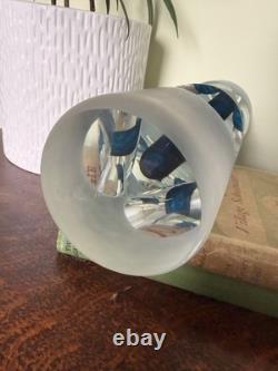 Rare vase cylindre concave en verre d’art optique avec lentilles, Milan Machacek Princ Oggetti