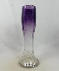 Rare vase en verre taillé Art Nouveau de Ludwig Moser 30