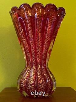 Rare vase monumental AVEM Murano du milieu du siècle, Cordonato Oro, modèle n° 13487