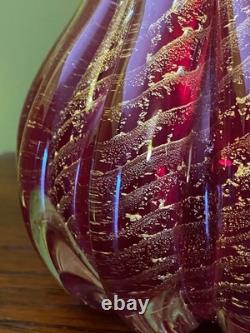 Rare vase monumental AVEM Murano du milieu du siècle, Cordonato Oro, modèle n° 13487