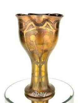 Reducted Carl Goldberg Iridescent Art Vase Bohemian Cuivre Overlay