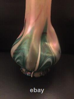 Rindskopf Loetz Art Glass Large Ruffled Top Vase 13 Beautiful