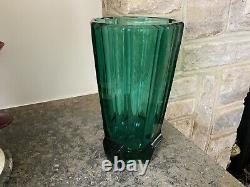 Rudolf Schröter Skio Union Art Déco Style Bohème Tchèque 1950s Glass Vase Optic