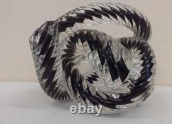 SCULPTURE EN VERRE D'ART EN NŒUD DE CORDE TORSADE NOIRE FUSION Z RÉPUBLIQUE TCHÈQUE