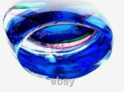 SIGNÉ / Certificat ENORME 32cm Vase en verre d'art de Murano immergé en forme libre G Tosi