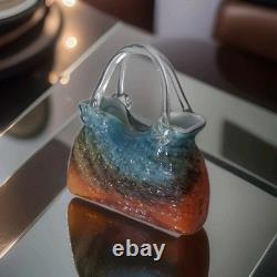 Sac à main vase en verre artistique de style Murano, couleurs éblouissantes en excellent état