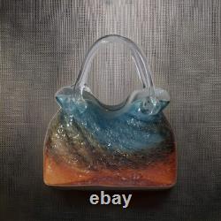 Sac à main vase en verre artistique de style Murano, couleurs éblouissantes en excellent état