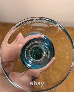 Scarce Signée Eric Dobson Mdina Art Verre Bleu Mer Et Sable Goblet Vase Chalice