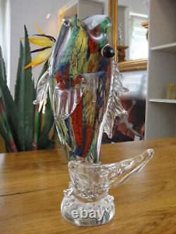 Sculpture de Vase de Luxe en Verre Cristal Poisson Art Style Murano Figurine Vase de Fleurs Noble