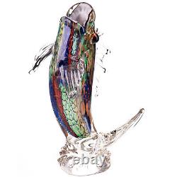 Sculpture de Vase de Luxe en Verre Cristal Poisson Art Style Murano Figurine Vase de Fleurs Noble