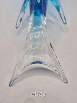 Sculpture de dauphin en verre Murano vintage Archimede Seguso bleu Sommerso 30,5 cm VGC