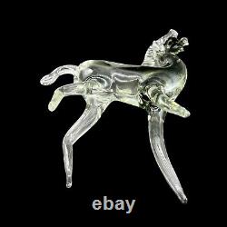 Sculpture de figurine de cheval noir enfumé en verre d'art de Murano vintage 10t 6w