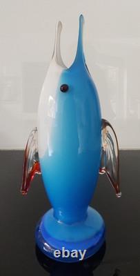 Sculpture de vase Murano en verre soufflé à la bouche, design italien de poisson des années 1960