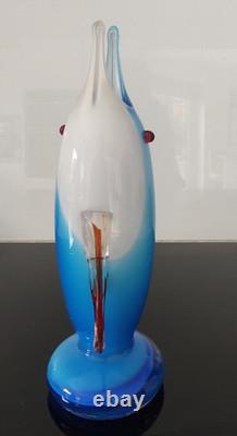 Sculpture de vase Murano en verre soufflé à la bouche, design italien de poisson des années 1960