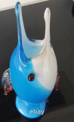 Sculpture de vase Murano en verre soufflé à la bouche, design italien de poisson des années 1960