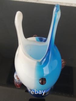 Sculpture de vase Murano en verre soufflé à la bouche, design italien de poisson des années 1960