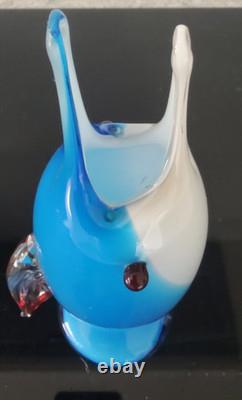 Sculpture de vase Murano en verre soufflé à la bouche, design italien de poisson des années 1960