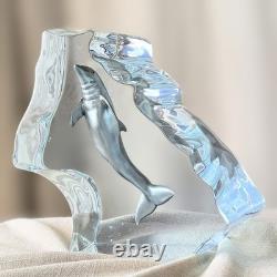 Sculpture en acrylique Lucite Wyland Happy Dolphin édition limitée 490/1500 signée 8