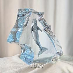Sculpture en acrylique Lucite Wyland Happy Dolphin édition limitée 490/1500 signée 8