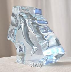 Sculpture en acrylique Lucite Wyland Happy Dolphin édition limitée 490/1500 signée 8