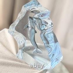 Sculpture en acrylique Lucite Wyland Happy Dolphin édition limitée 490/1500 signée 8