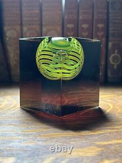 Sculpture en verre d'art moderniste Rare Beranek Sklo Ladislav Oliva - Cube et sphère
