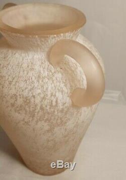 Seguso Vetri D'arte Grand Murano'scavo ' Sommerso Art Glass Vase Rose Monnaie