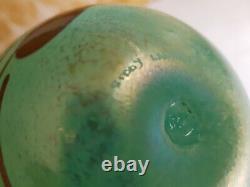Siddy Langley & Rp Glass Vase Vert & Bleu Noir Iridescentes Tourneaux ©1994