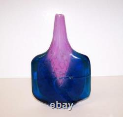 Signé Art Glass Fish Vase Par Mdina Michael Harris Original Années 1980
