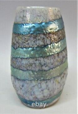 Signé Au Début Charles Lotton Lava Art Glass Vase C. 1977 American Vintage