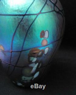 Signé Colin Heaney Iridescent Australian Art Studio Vase En Verre Cbhg 1990