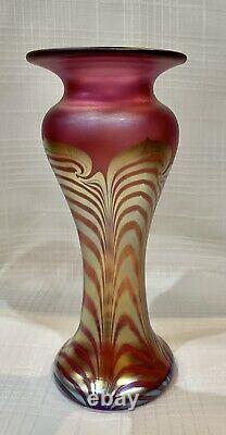 Signé Correia Iridescent Pink Tall 9 Favrille Art Nouveau Glass Vase Vlhsr
