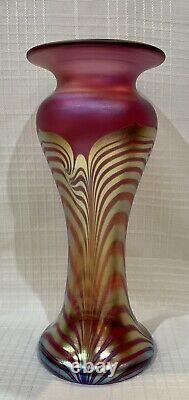 Signé Correia Iridescent Pink Tall 9 Favrille Art Nouveau Glass Vase Vlhsr