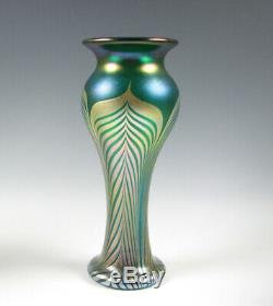 Signé Correia Vert Émeraude Tirée Plume Vase En Verre Art 10 & 1/4 De