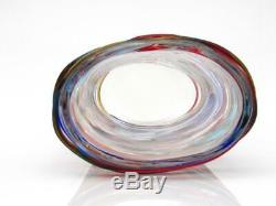 Signé Énorme 35cm Murano Italien Art Glass Vase Extérieur Strapping Par S Constantini