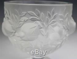 Signé Lalique En France Cristal Elizabeth Givrés Oiseaux & Floral Art Glass Vase