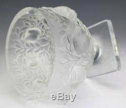 Signé Lalique En France Cristal Elizabeth Givrés Oiseaux & Floral Art Glass Vase