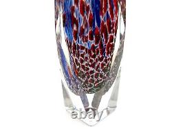 Signé Murano Mandruzzato Art Glass Block Effet De Marbre Vase Certificat 20cm