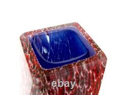 Signé Murano Mandruzzato Art Glass Block Effet De Marbre Vase Certificat 20cm