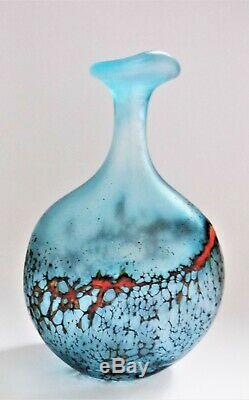 Signé Peter Layton Britannique Studio Vase En Verre Art, Lave