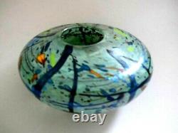 Signé Peter Layton British Studio Art Glass Vase 15cm De Large